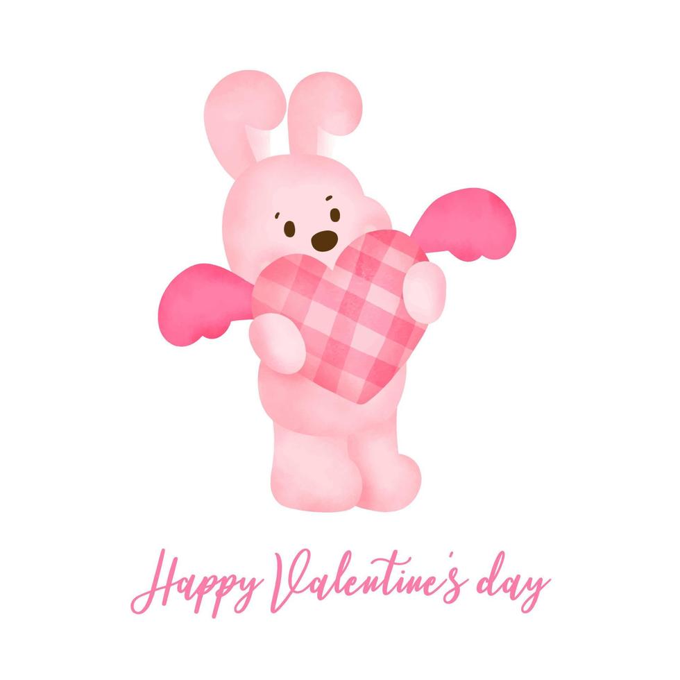 día de san valentín con linda tarjeta de felicitación de conejo. vector