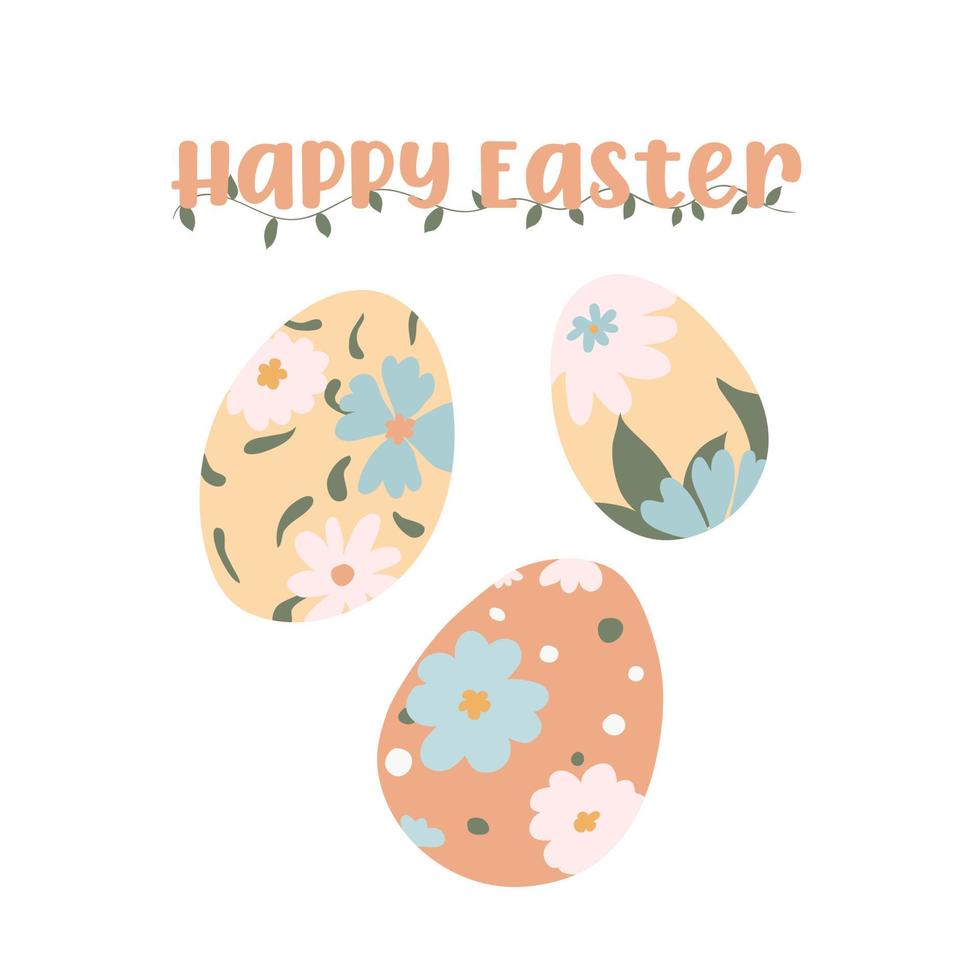 Set of decorated eggs for the Easter holiday. Pastel shades of decor. Happy easter. vector