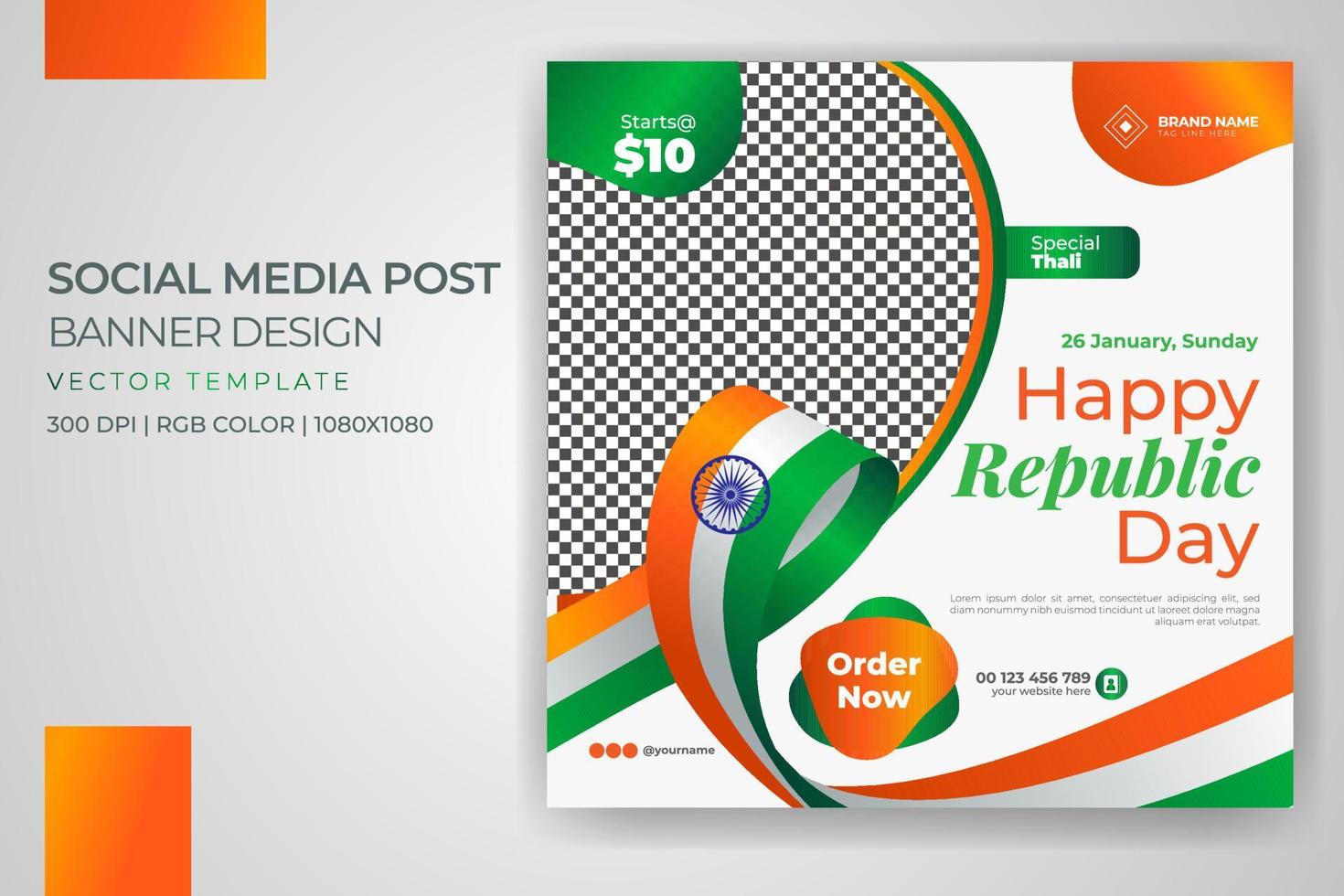 Republic day indian festival celebration banner social media post template free download vector