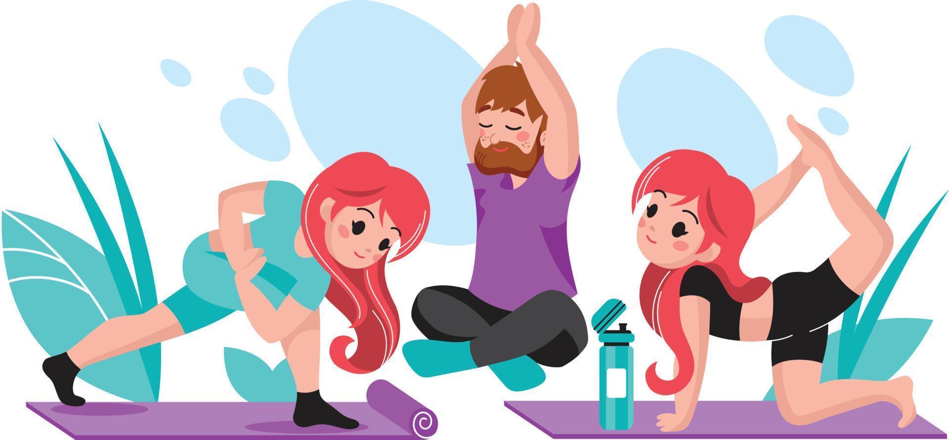 yoga class, people in yoga pose vector
