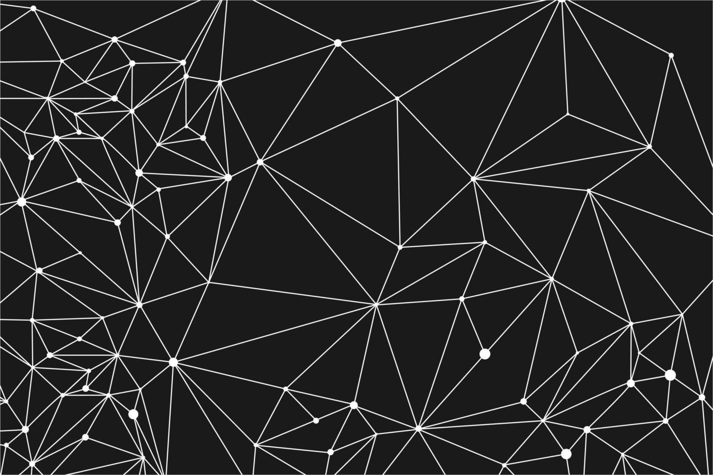 Research element in big data visualization. Black abstract background with plexus lines and nodes. Geometric science design vector