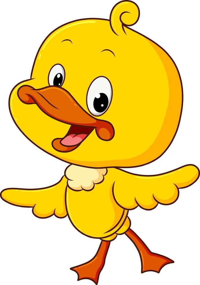The little happy duck is learning to walk and so happy vector