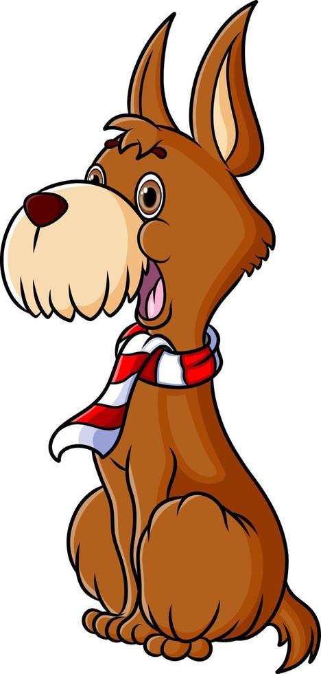 The cute big dog is sitting and wearing the scarf vector