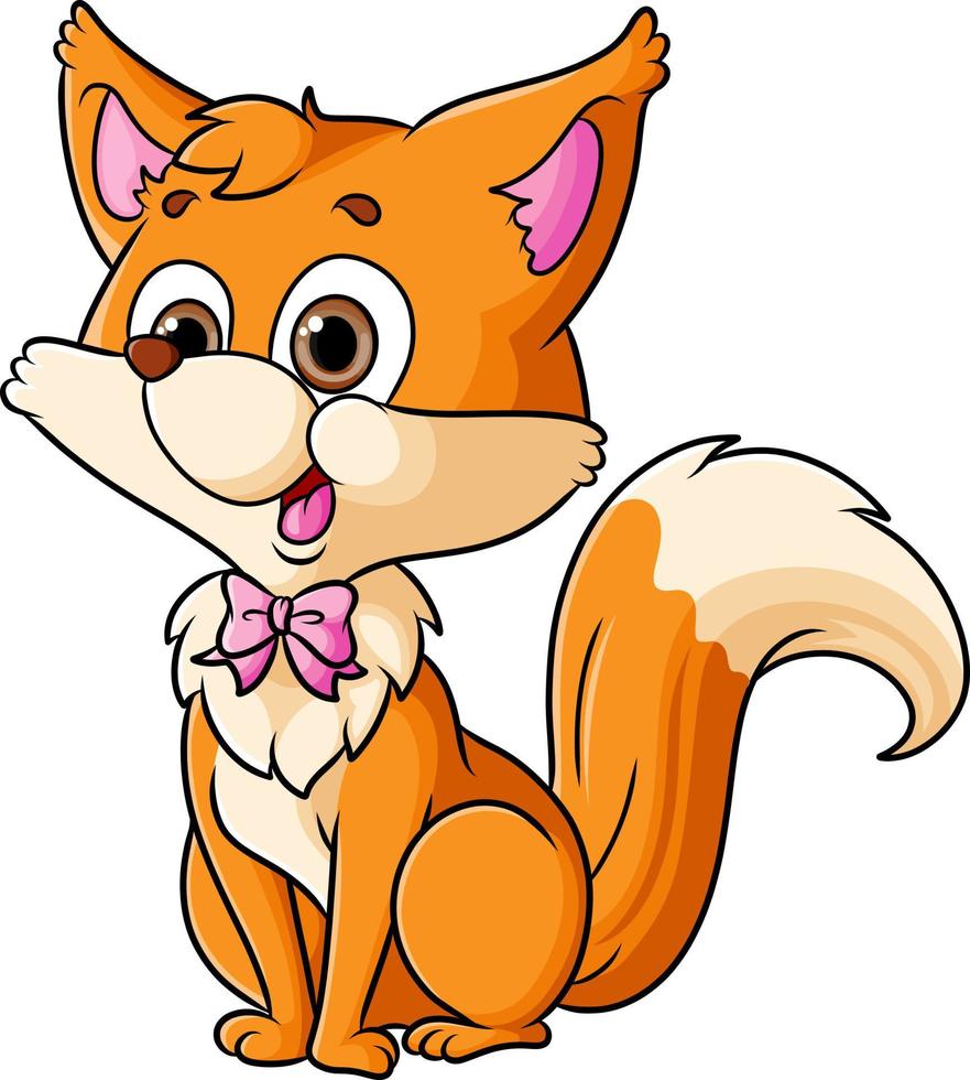 The sweet fox is sitting with the cute expression vector