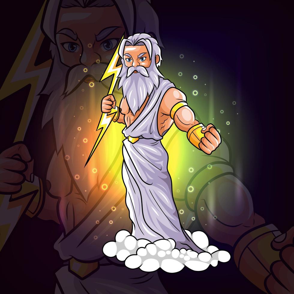 The greek strongest god of zeus esport mascot design vector