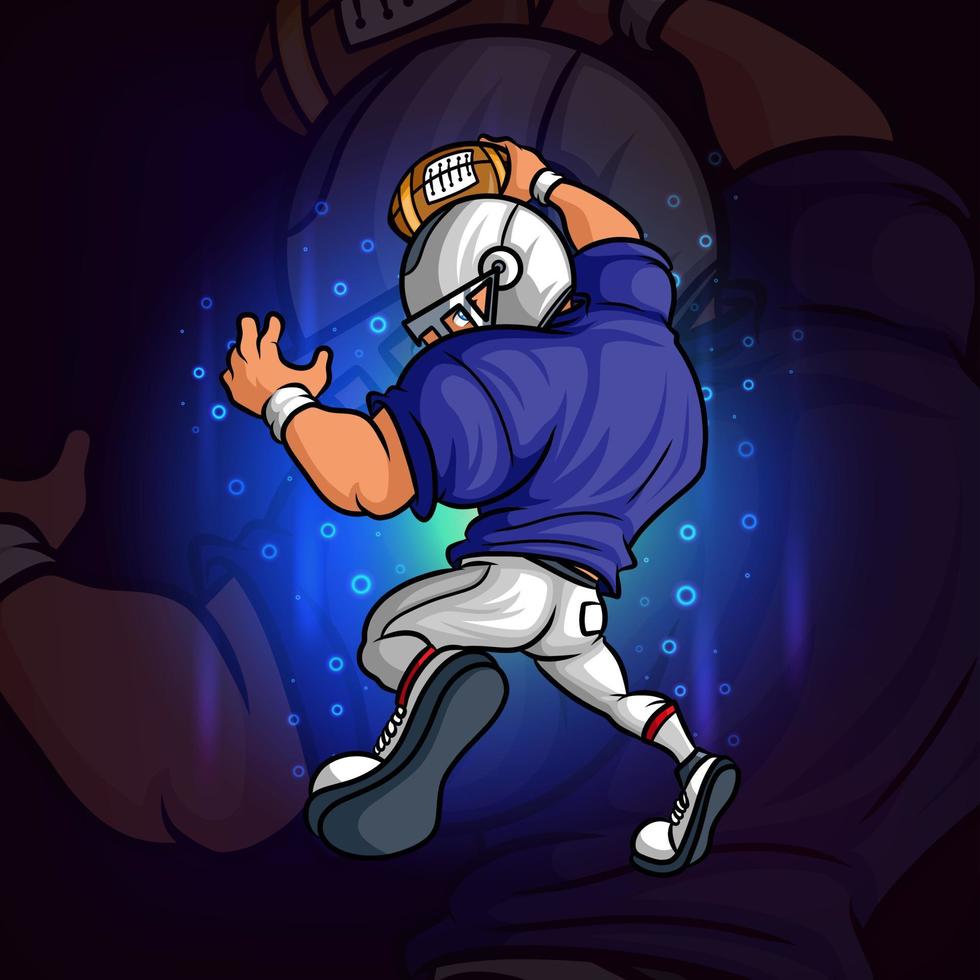 The rugby player esport logo design esport mascot design vector