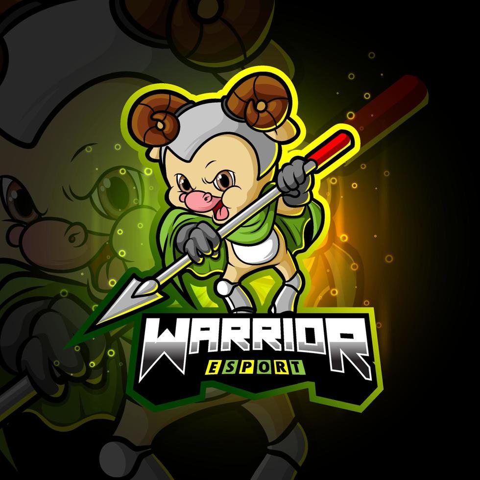 The warrior sheep esport mascot design vector