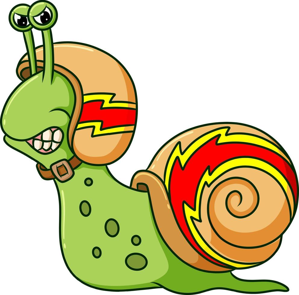 el caracol enojado con el casco está haciendo la carrera vector