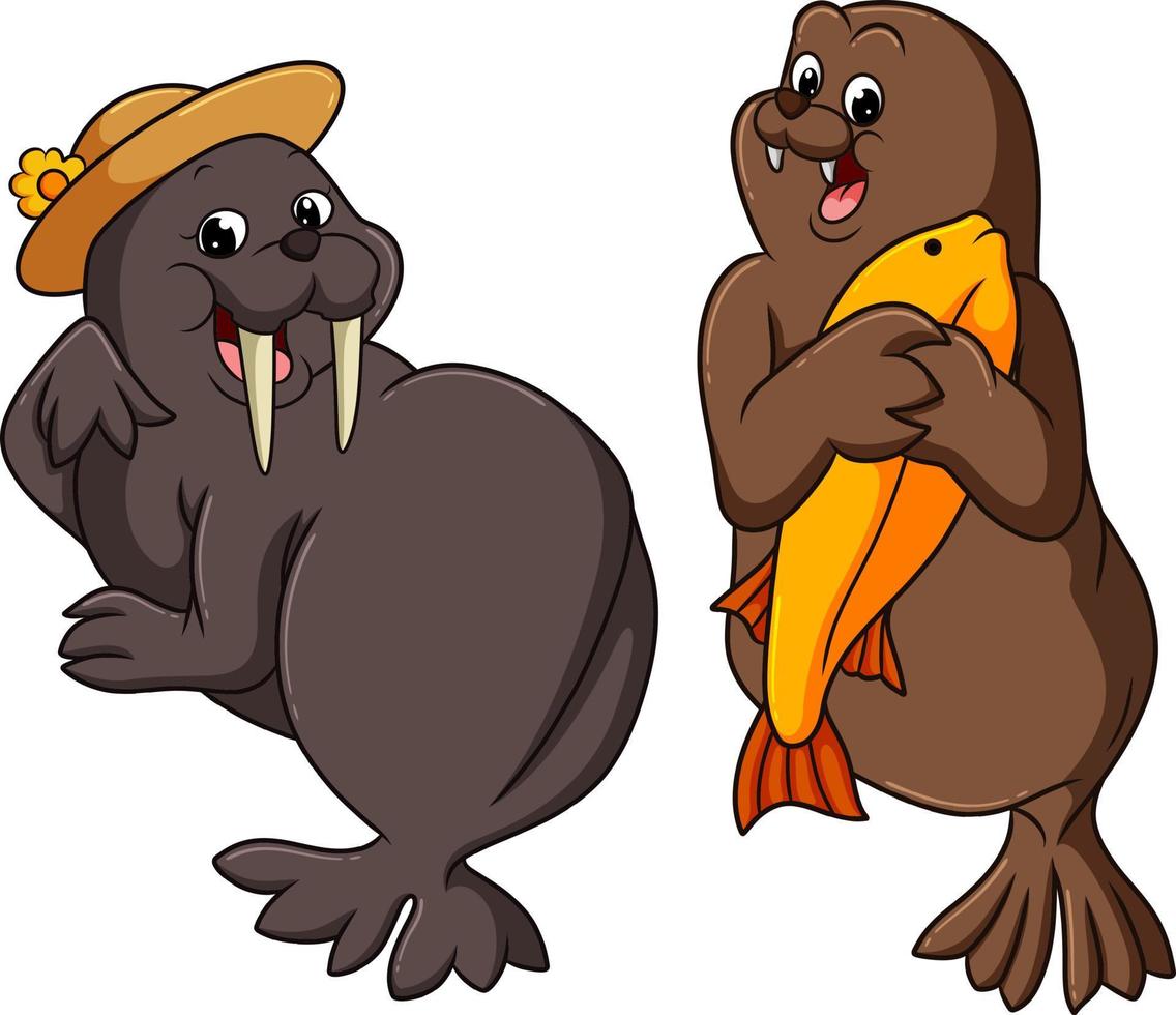 The couple of seals are enjoying the summer time vector