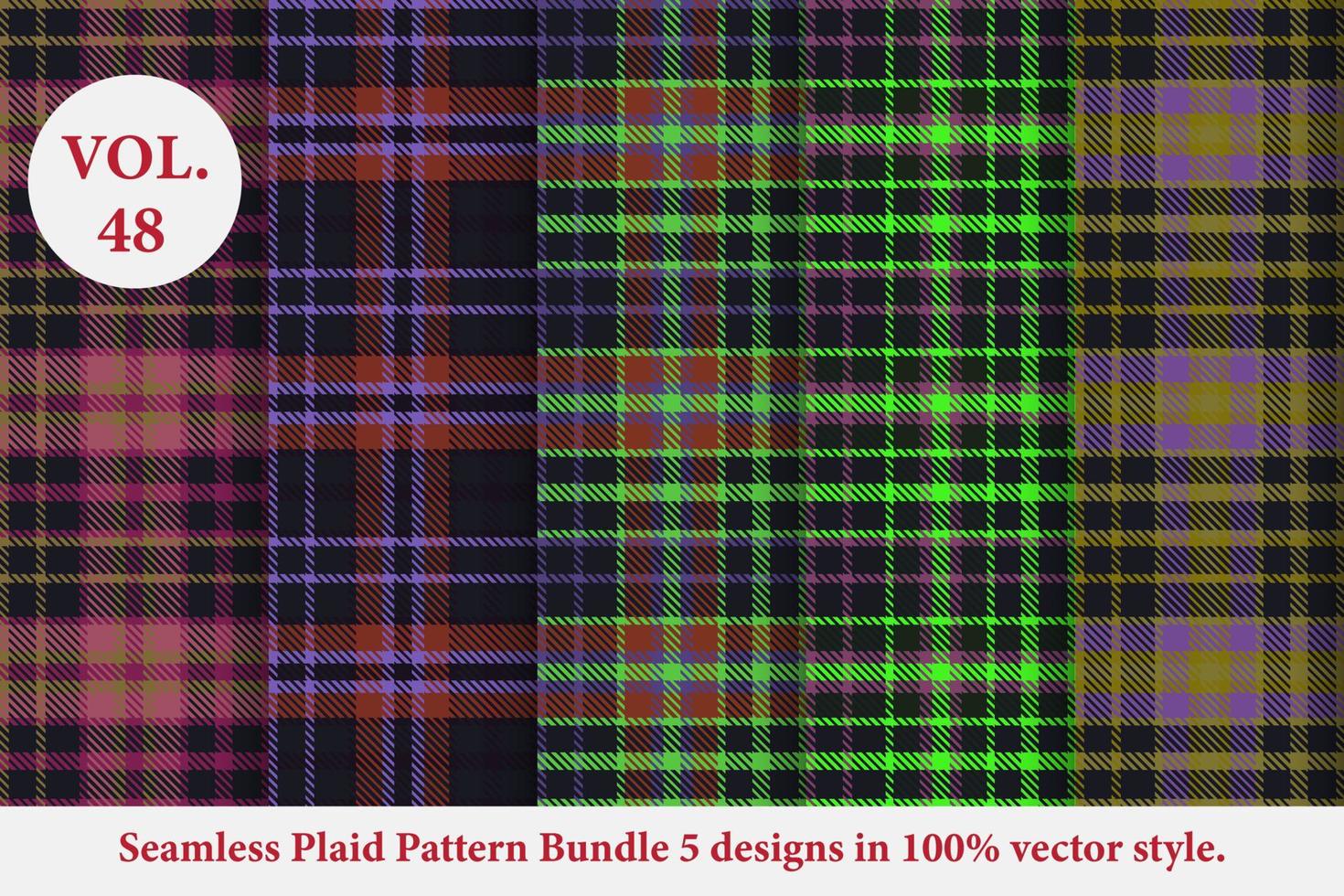 Plaid Pattern Bundle 5 designs Buffalo Vector, Tartan Fabric background wallpaper, patterns collection vector
