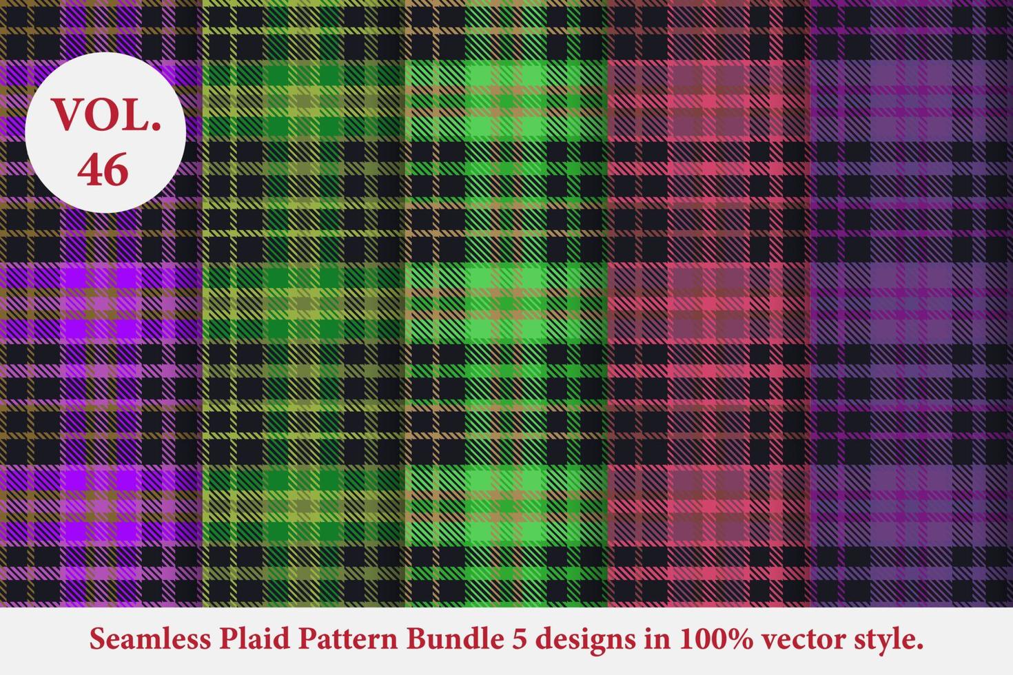 Plaid Pattern Bundle 5 designs Buffalo Vector, Tartan Fabric background wallpaper, patterns collection vector