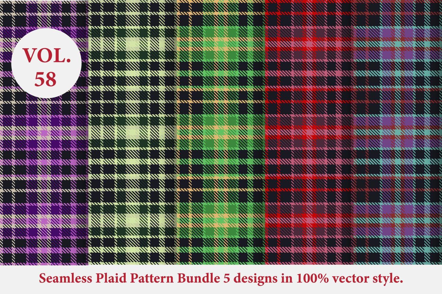 Plaid Pattern Bundle 5 designs Buffalo Vector, Tartan Fabric background wallpaper, patterns collection vector