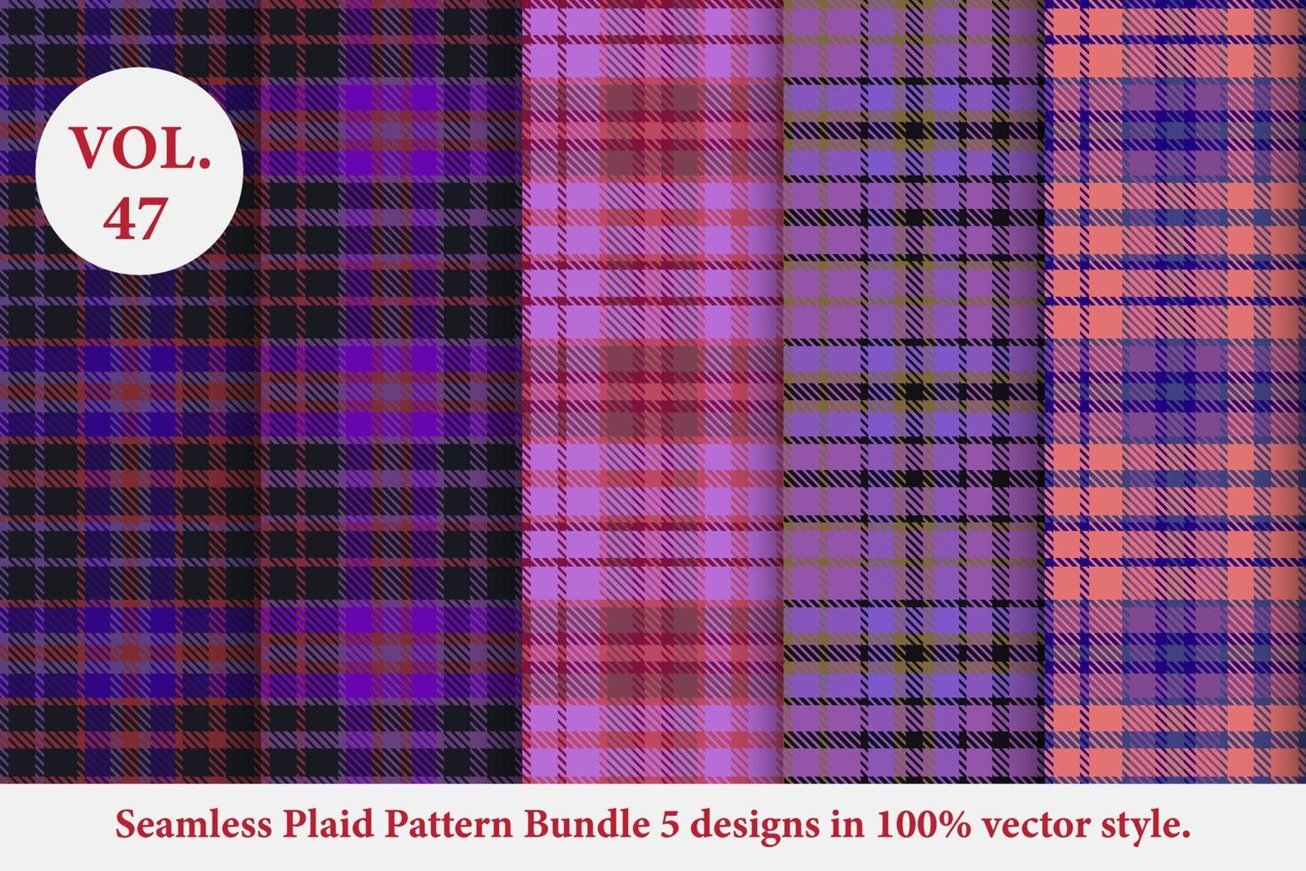 Plaid Pattern Bundle 5 designs Buffalo Vector, Tartan Fabric background wallpaper, patterns collection vector