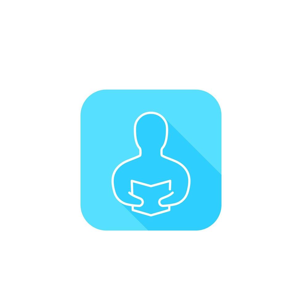 Man reading book linear vector icon