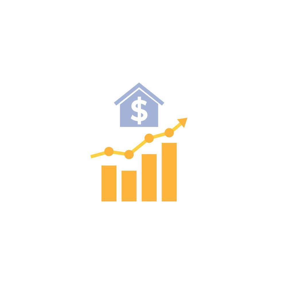 icono de crecimiento de precios de la vivienda vector