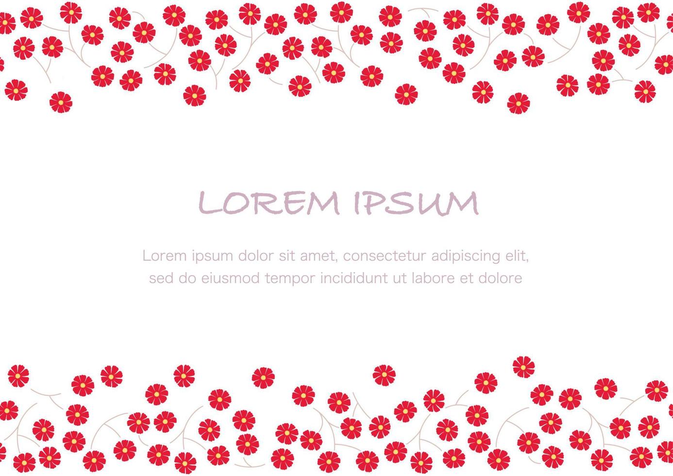 Seamless Red Floral Frame Isolated On A White Background, Vector Illustration. Horizontally Repeatable.