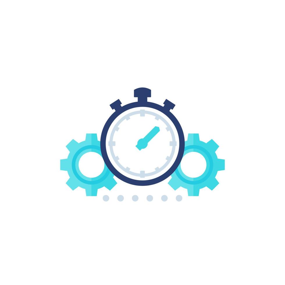 productivity icon with stopwatch and gears vector