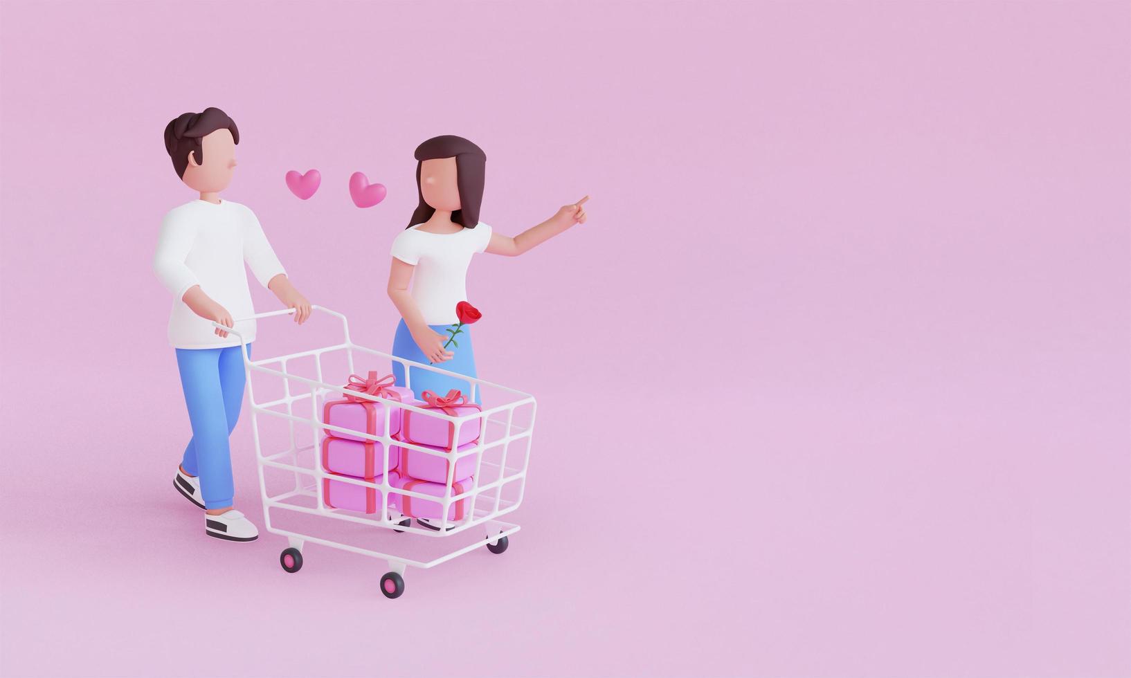 3d render couple character valentine's day background photo