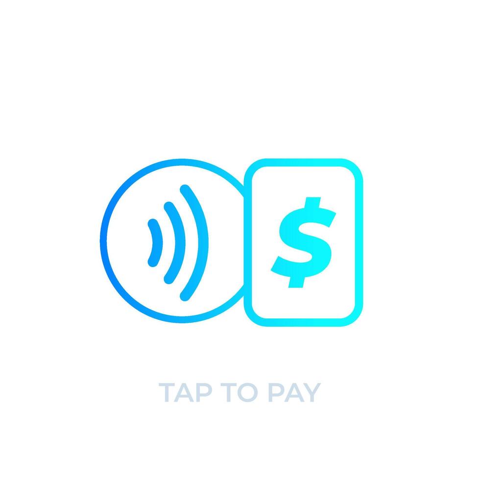 Contactless payment with card, tap to pay, vector