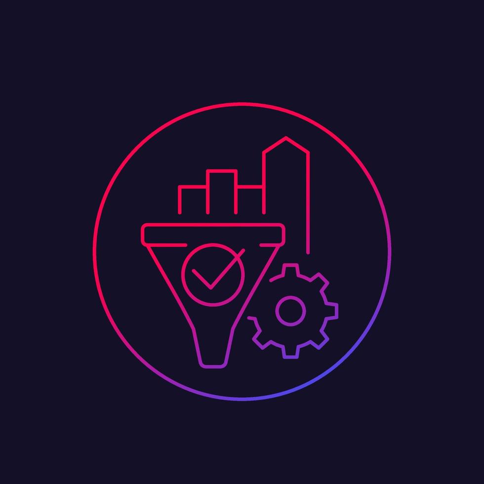 Conversion rate growth, linear icon vector