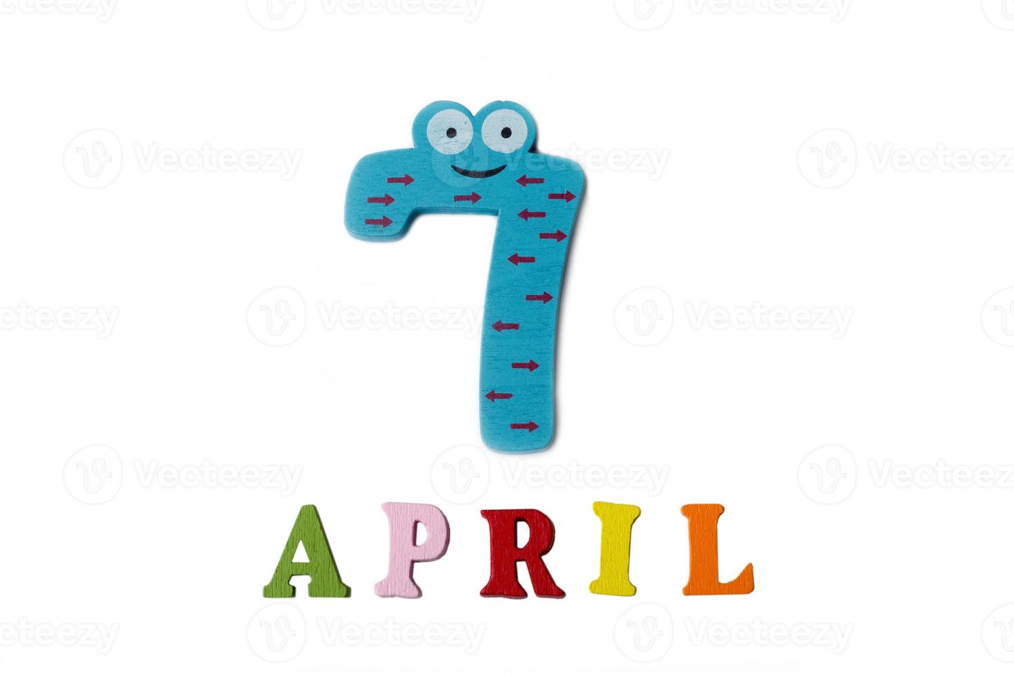 April 7 on a white background of numbers and letters. photo