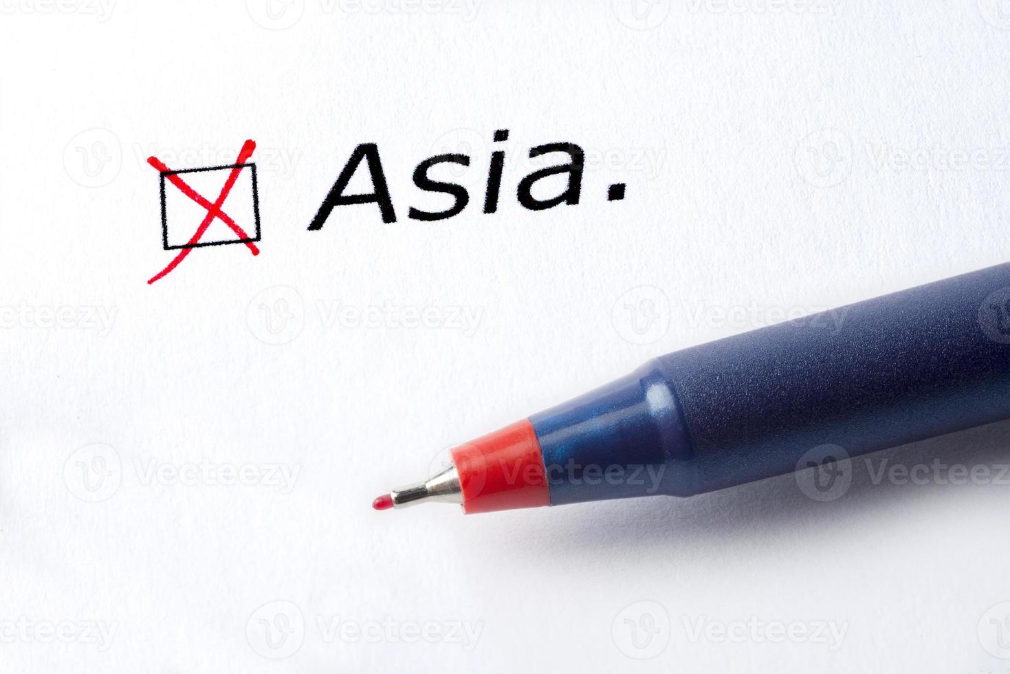 The word Asia is printed on a white background. photo