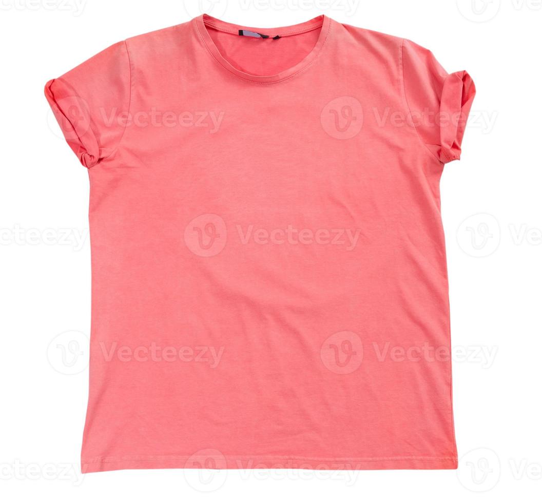 Shocking pink tshirt template ready for your own graphics, t-shirt isolated on white background mock up, pink t shirt template ready for further modification isolated on white with working path photo