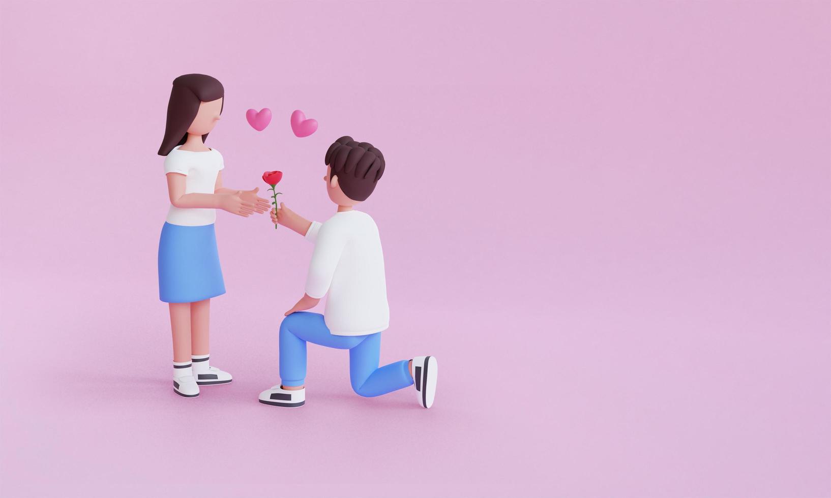 3d render pareja personaje día de san valentín fondo foto