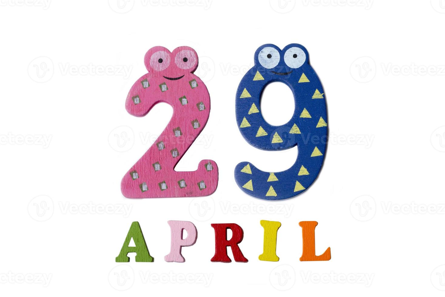 April 29 on a white background of numbers and letters. photo