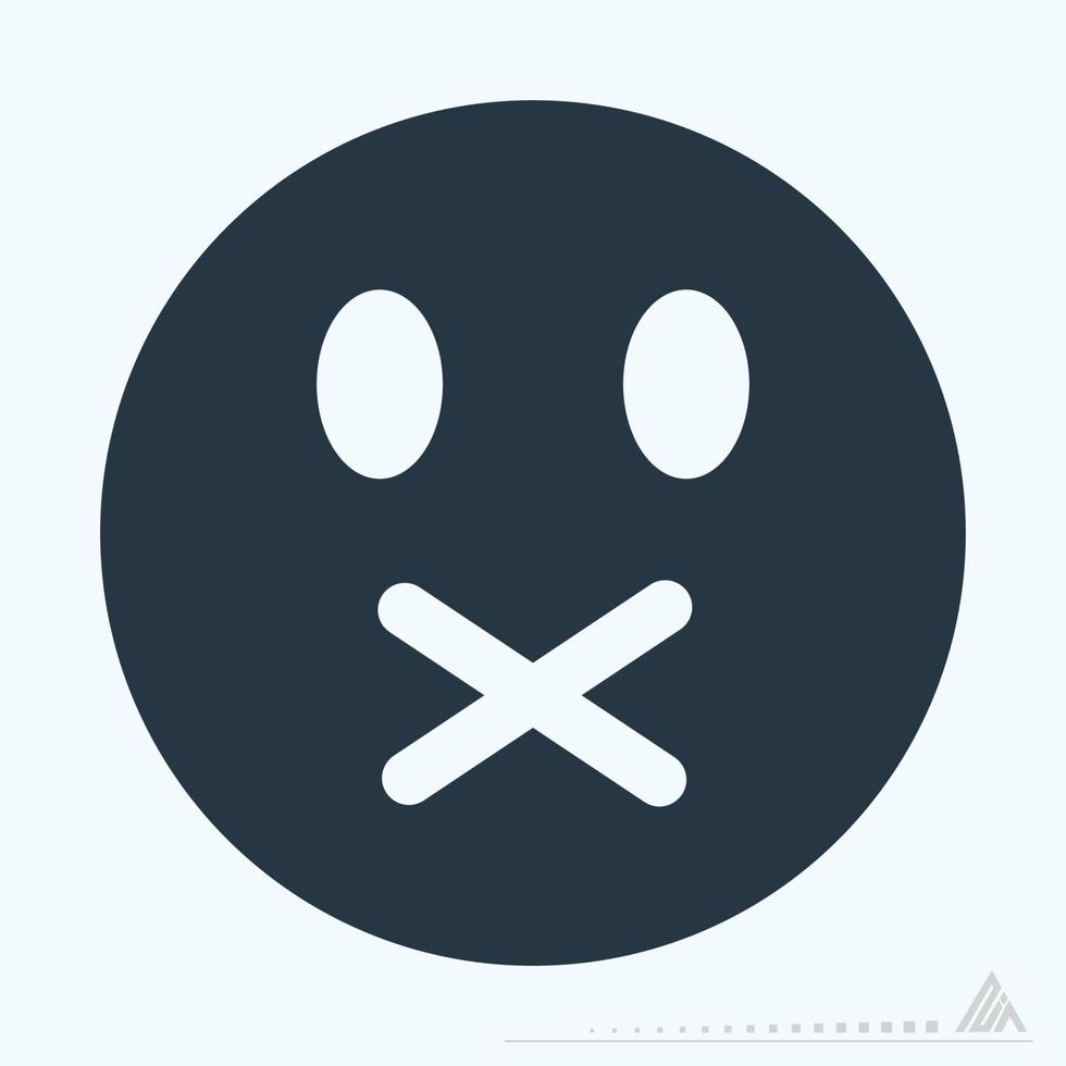 Icon Emoticon Mute - Glyph Style good for printing vector