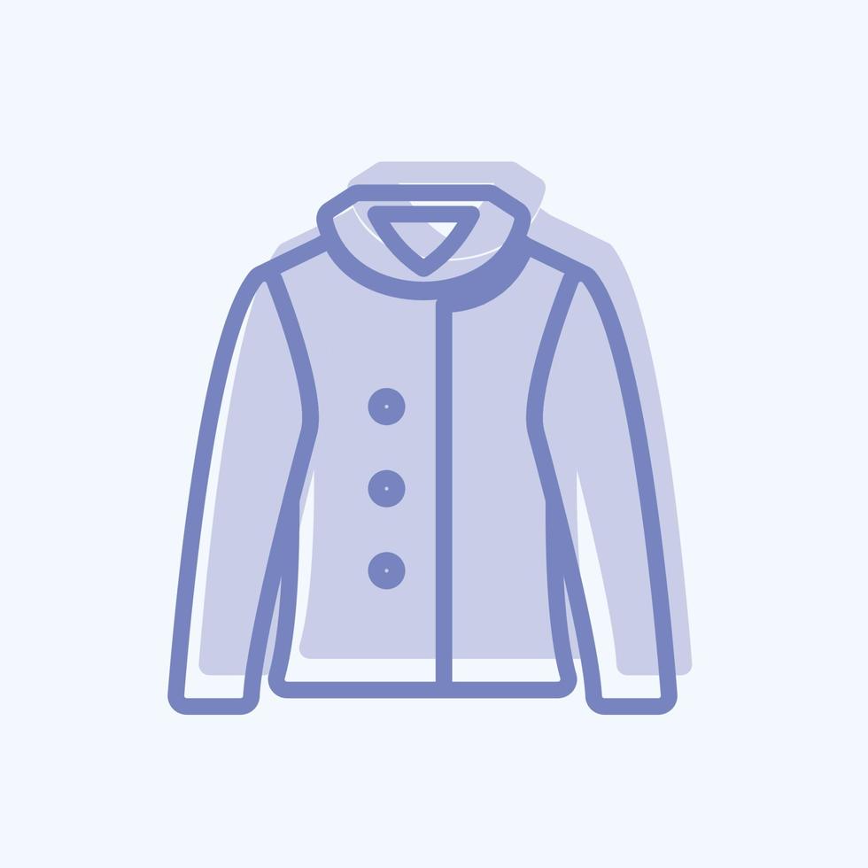 Warm Jacket Icon in trendy two tone style isolated on soft blue background good for graphic design elements vector