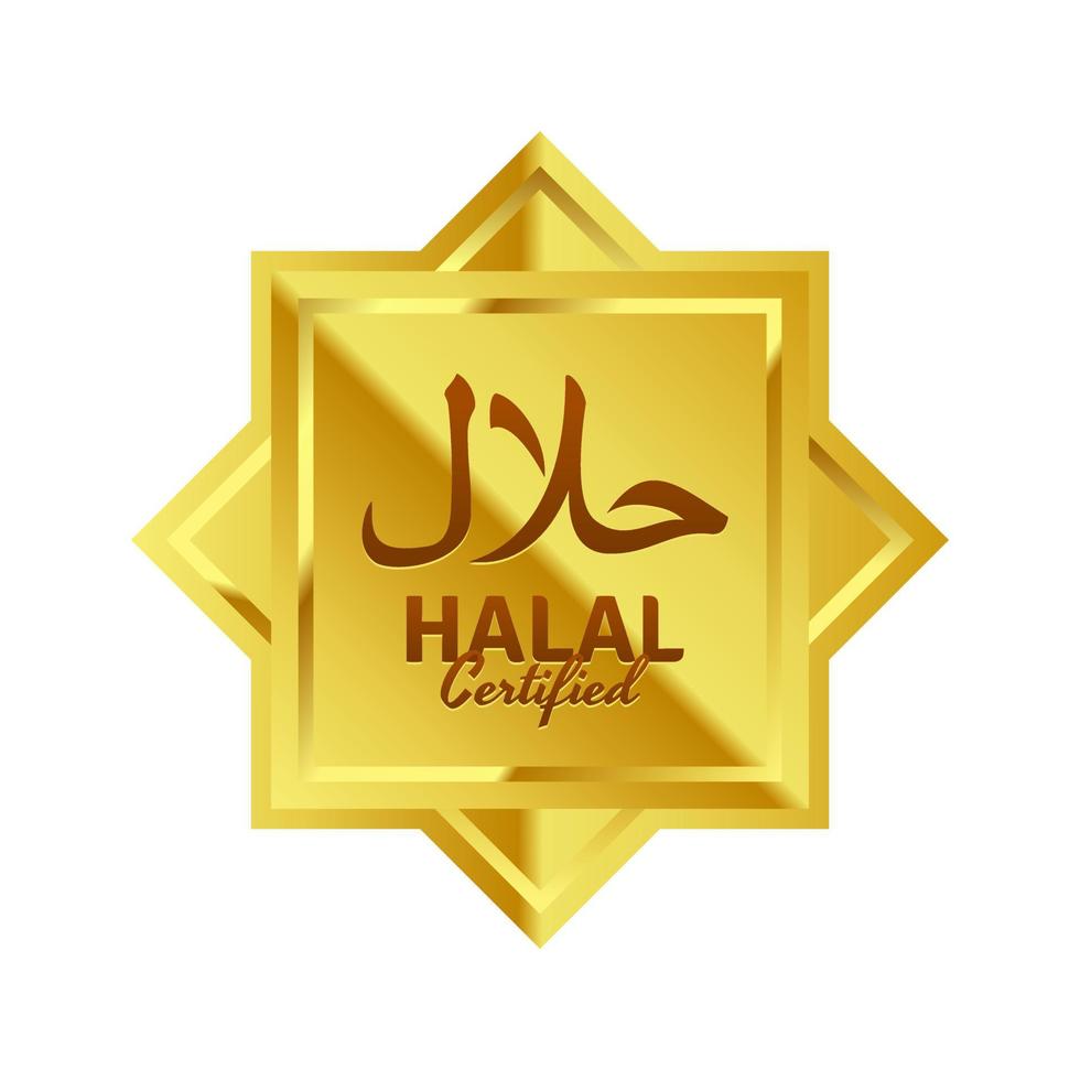 insignias vectoriales doradas con certificación halal con escritura árabe vector