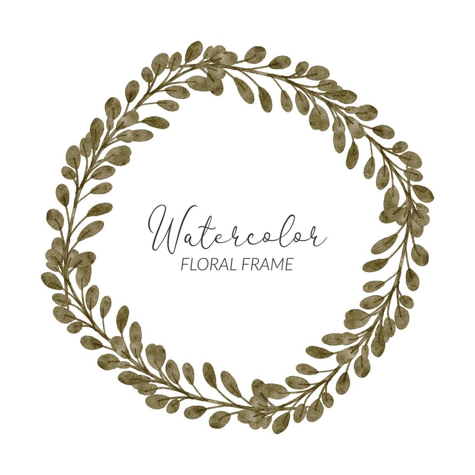 Watercolor floral wreath circle border with foliage vector