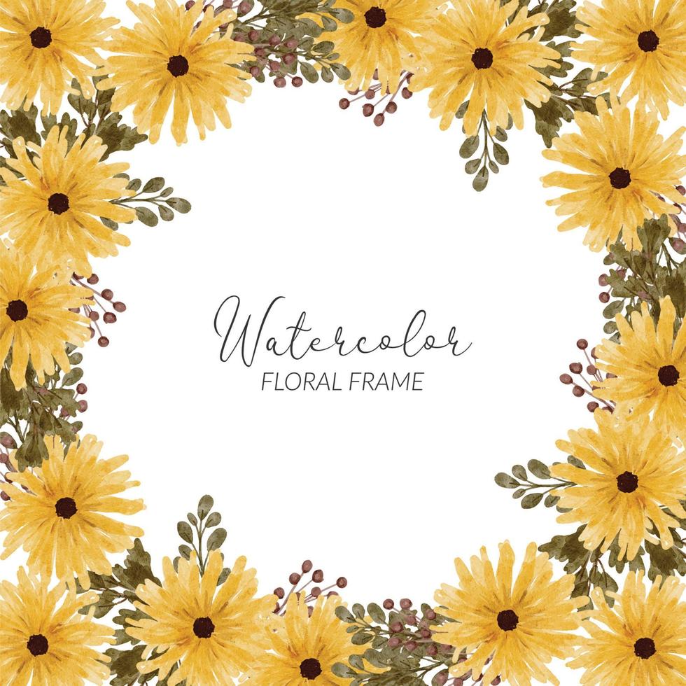 Watercolor petal flower frame for decoration vector