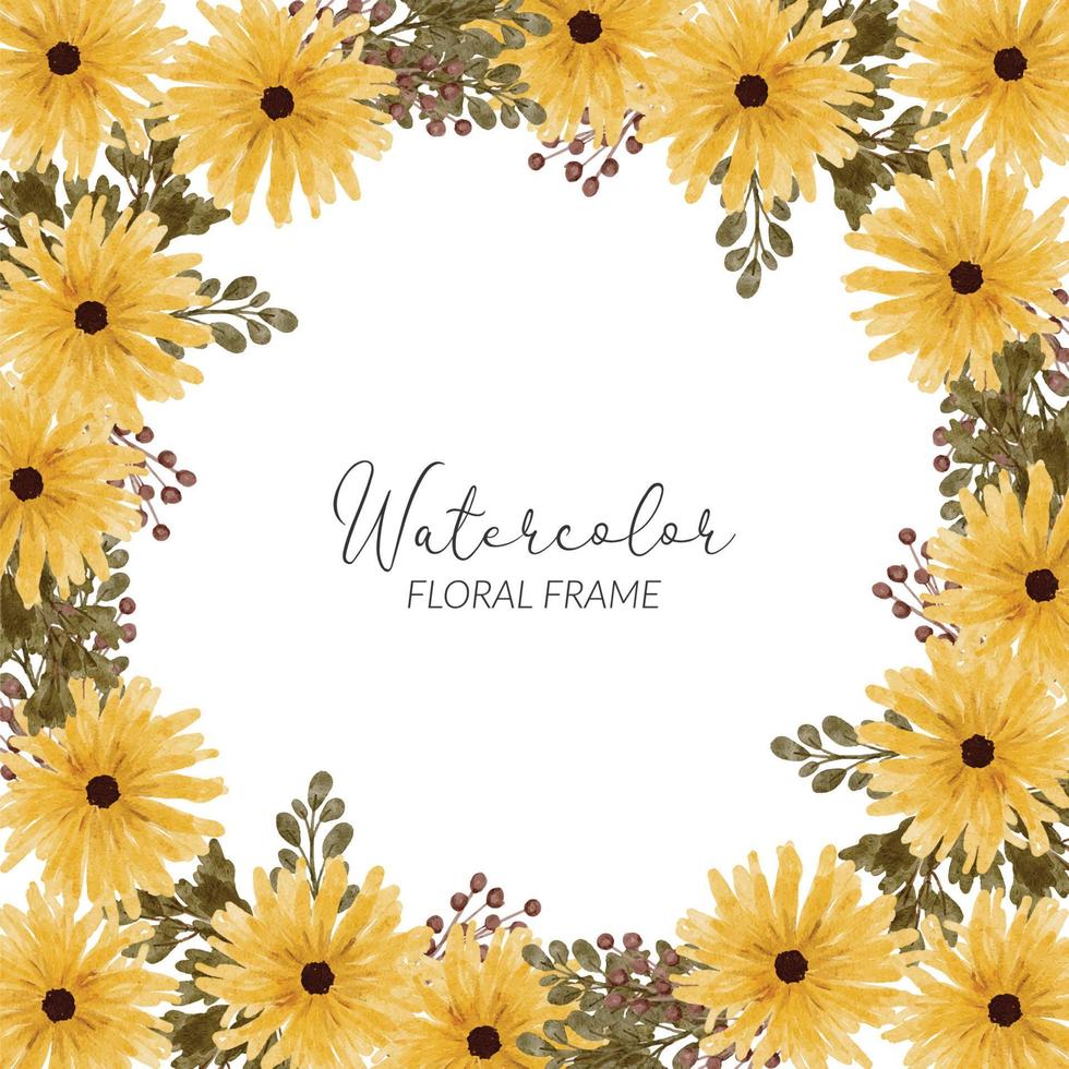 Watercolor petal flower frame for decoration vector