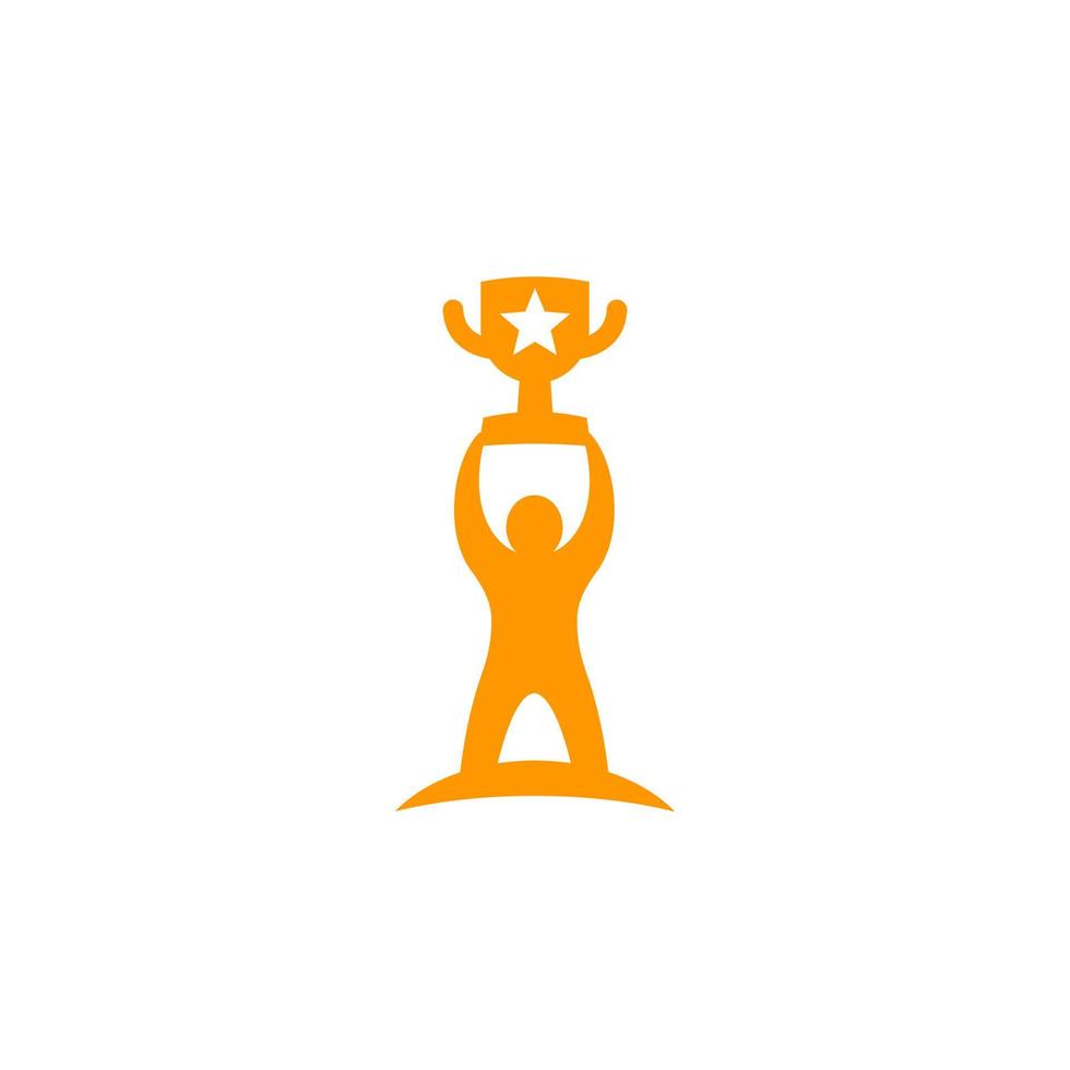 Success icon with man and trophy vector