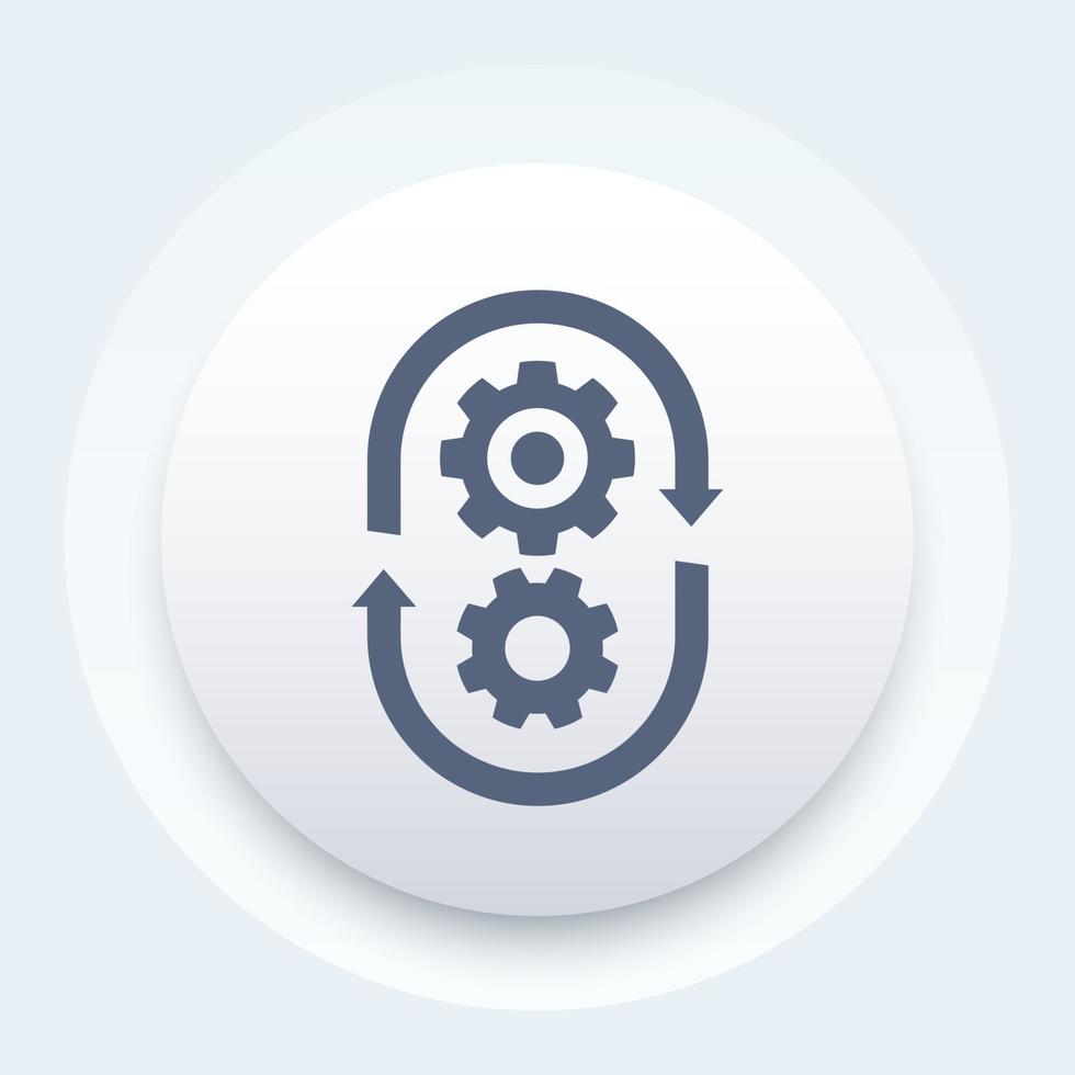 production cycle, process vector icon with cogwheels