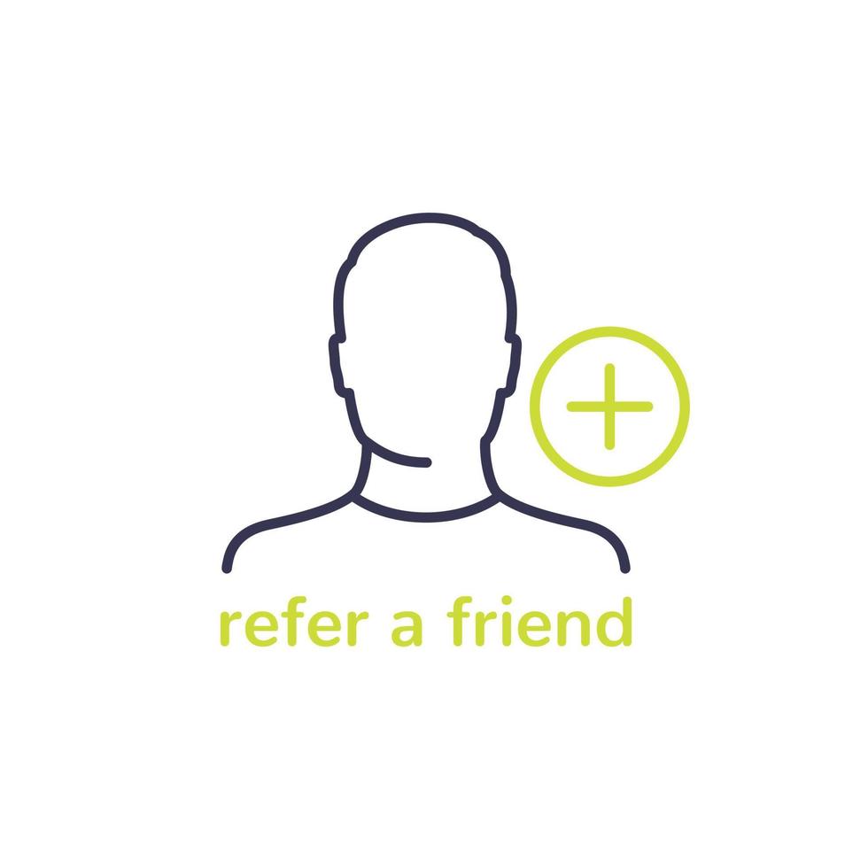 referir un icono de amigo, diseño de vector de línea