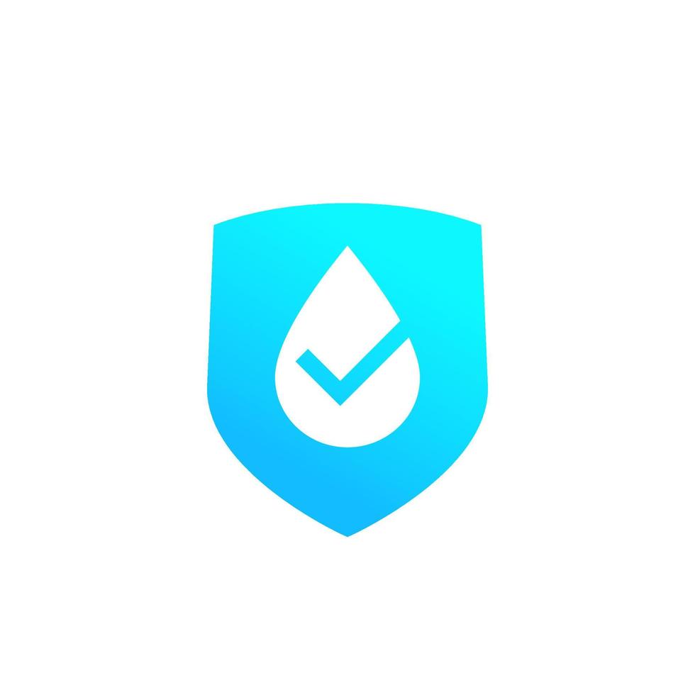 waterproof, water resistant vector icon with a shield