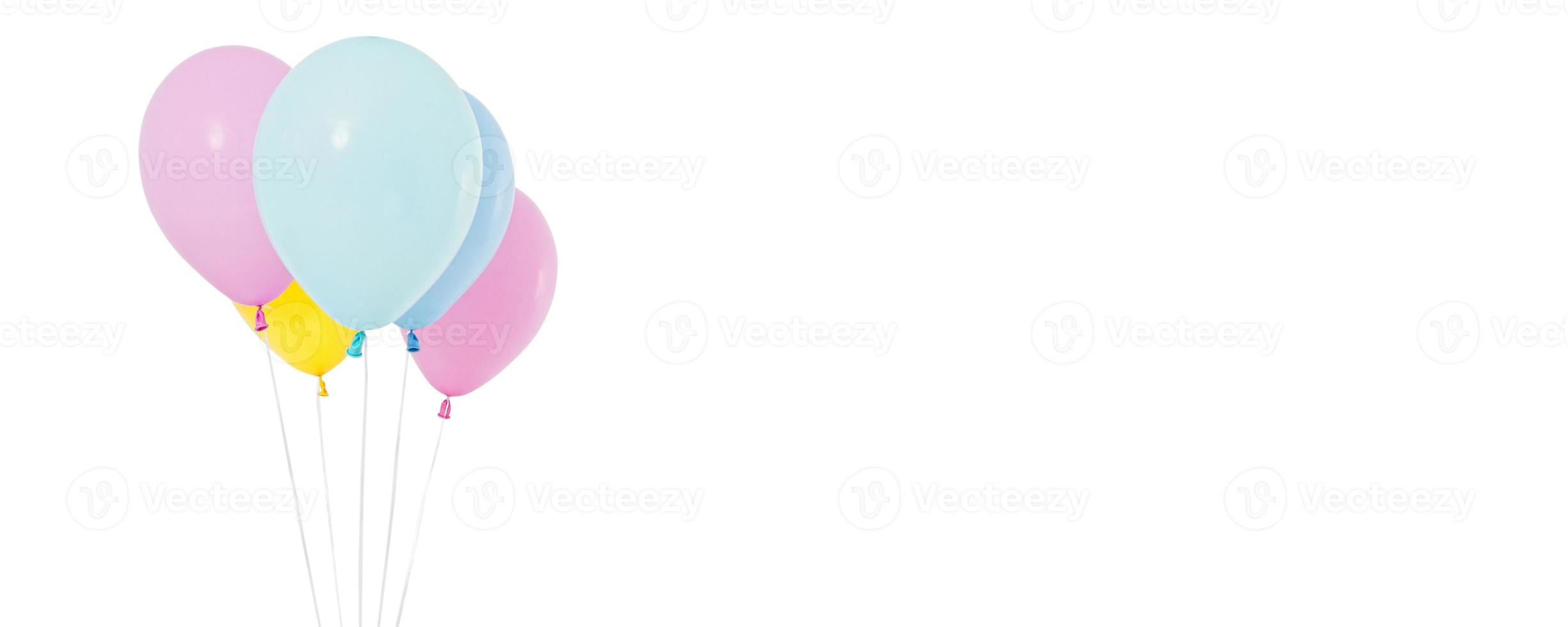 coloured balloon isolated on white background, collage holiday, birthday balloons photo