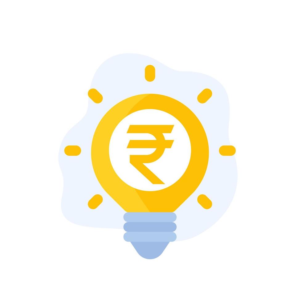 Idea is money icon with rupee, vector