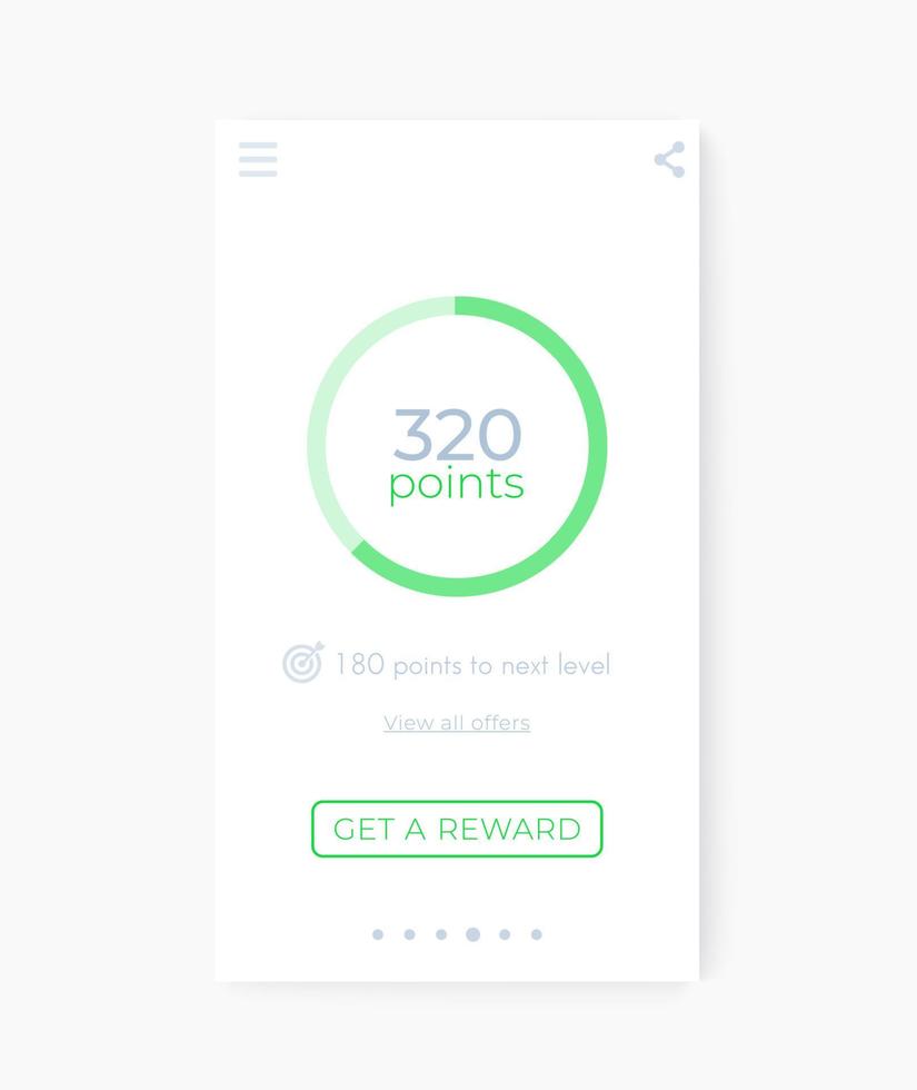 Reward app interface, mobile ui vector design