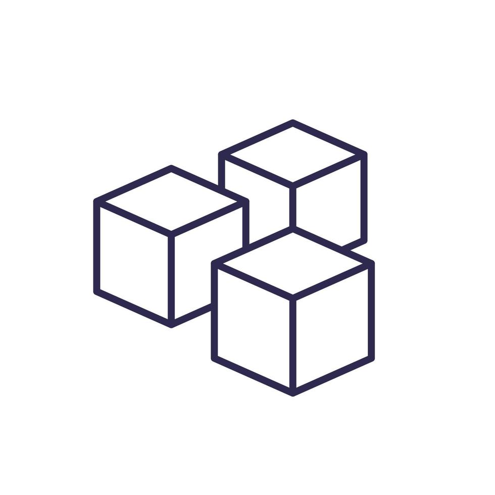 blocks line icon on white vector