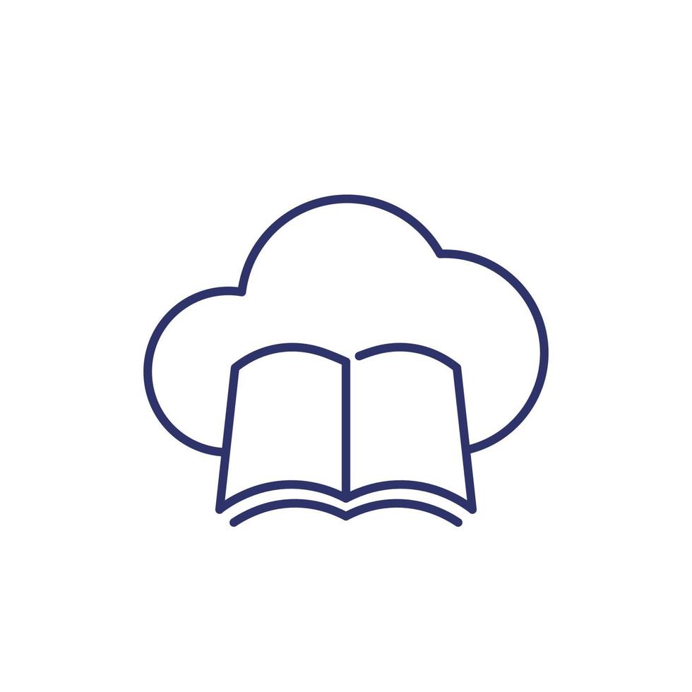 books in cloud line icon vector