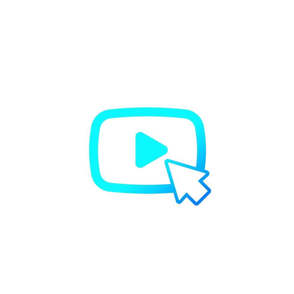 reproducir icono de video con cursor, logotipo vectorial vector