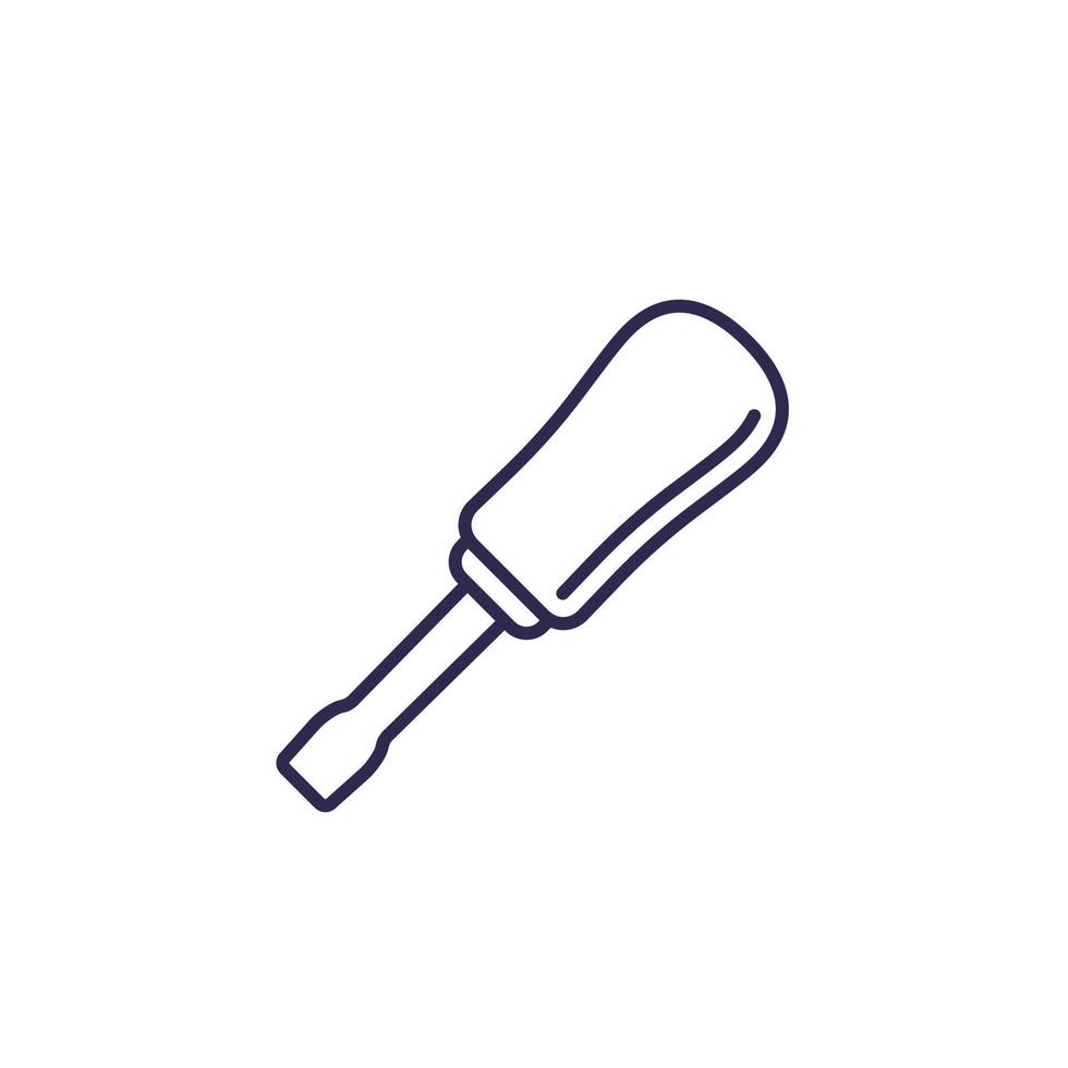 screwdriver icon, fix tool line vector