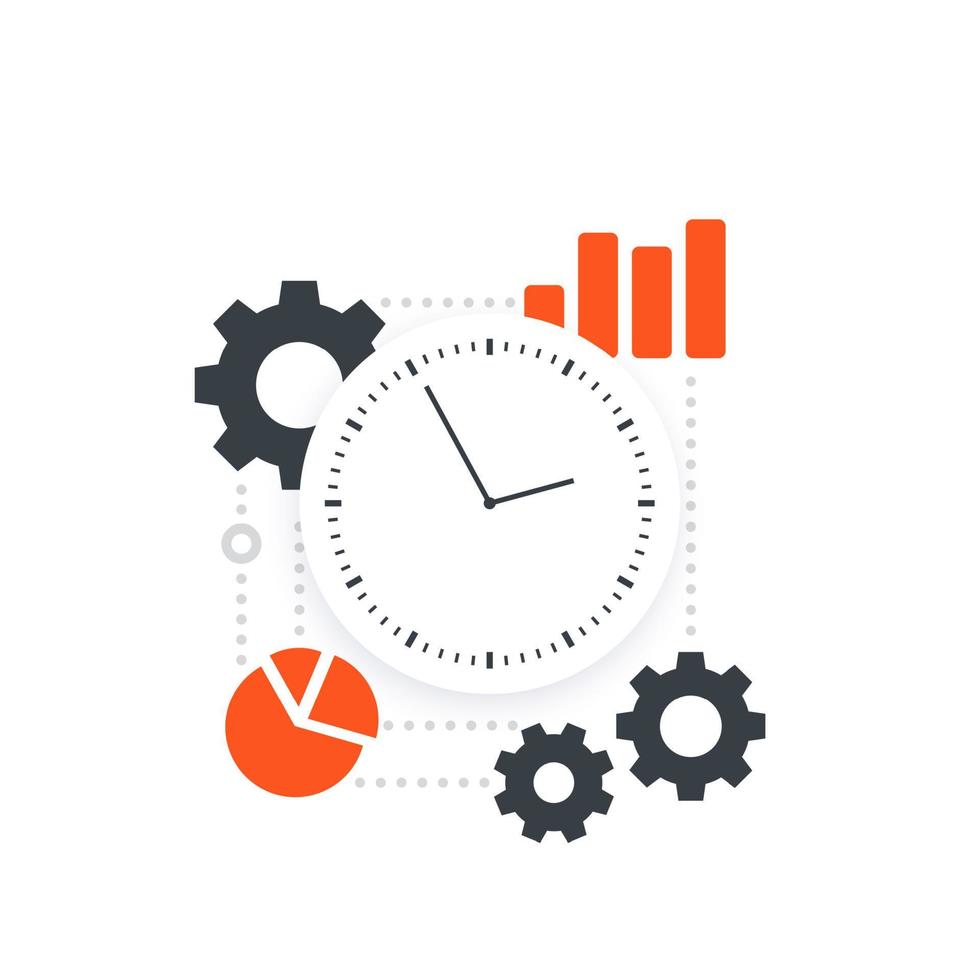 productivity, efficiency, performance analytics and time management, vector