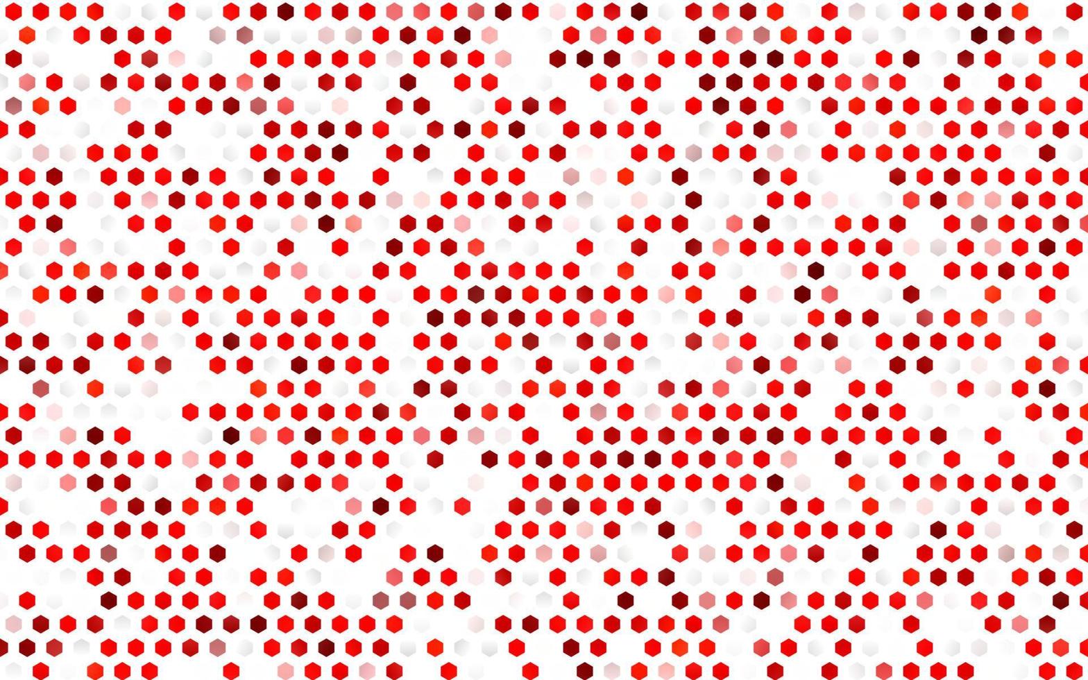 textura de vector rojo claro con hexágonos de colores.