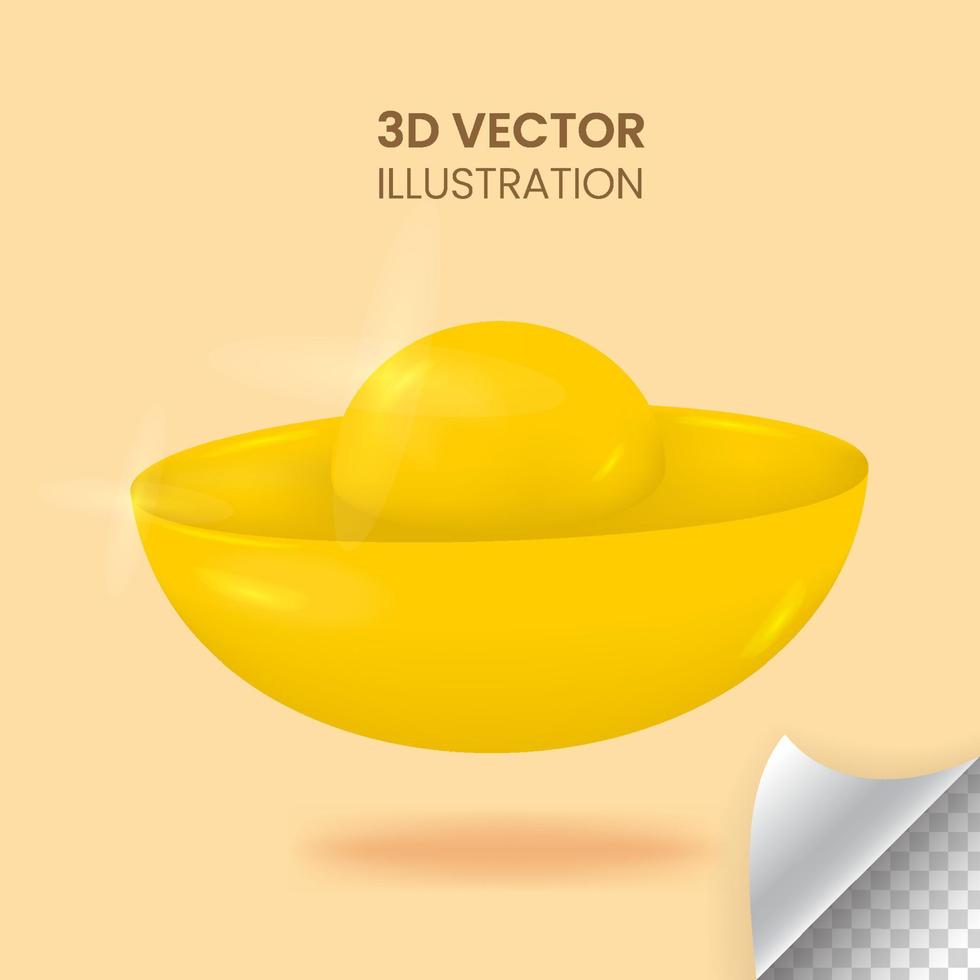 3D gold ingot vector design illustration