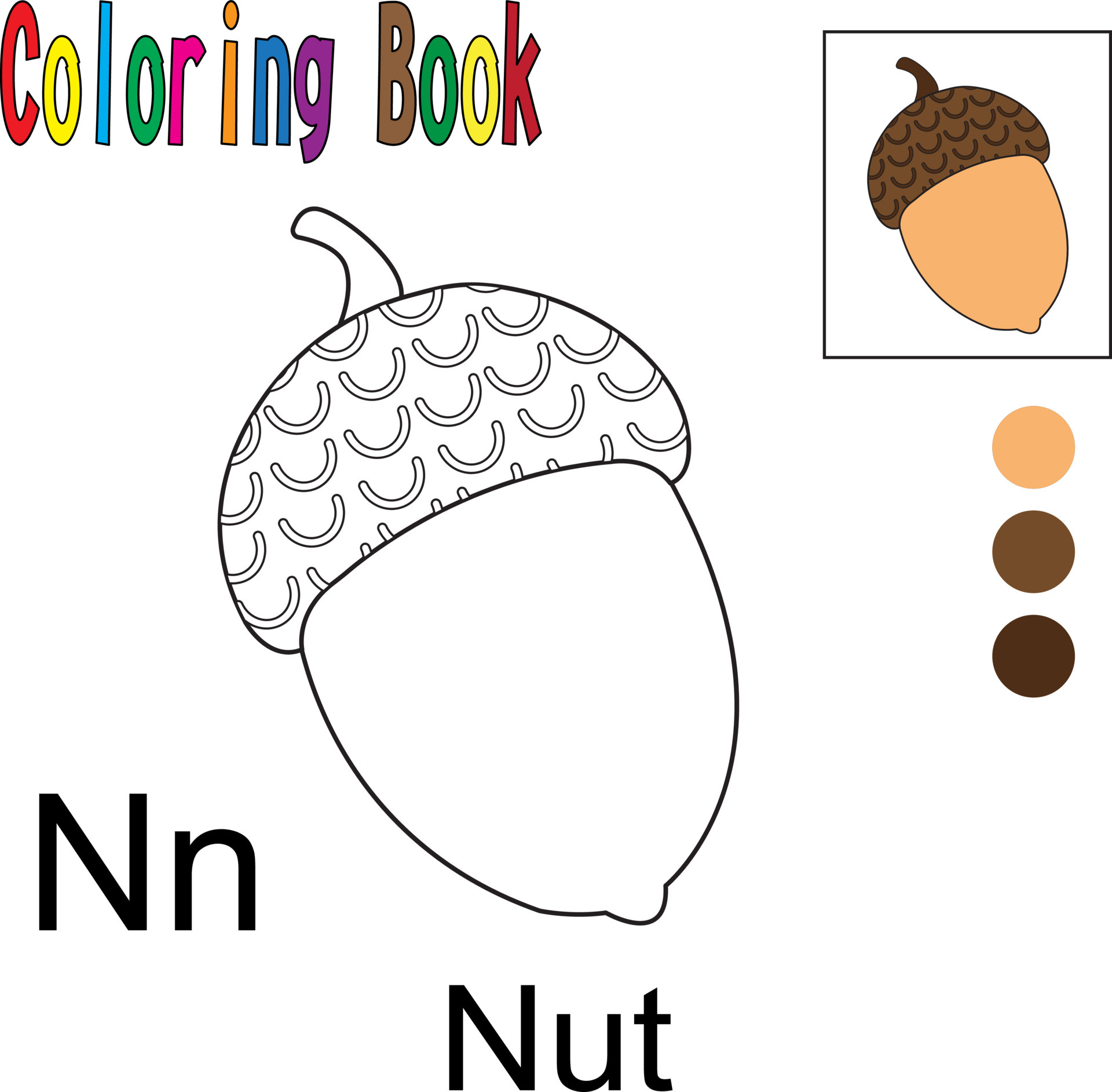 Cartoon Nut. Coloring book with a fruit theme. Vector illustration graphic.  Good for children to learn and color. 5205372 Vector Art at Vecteezy